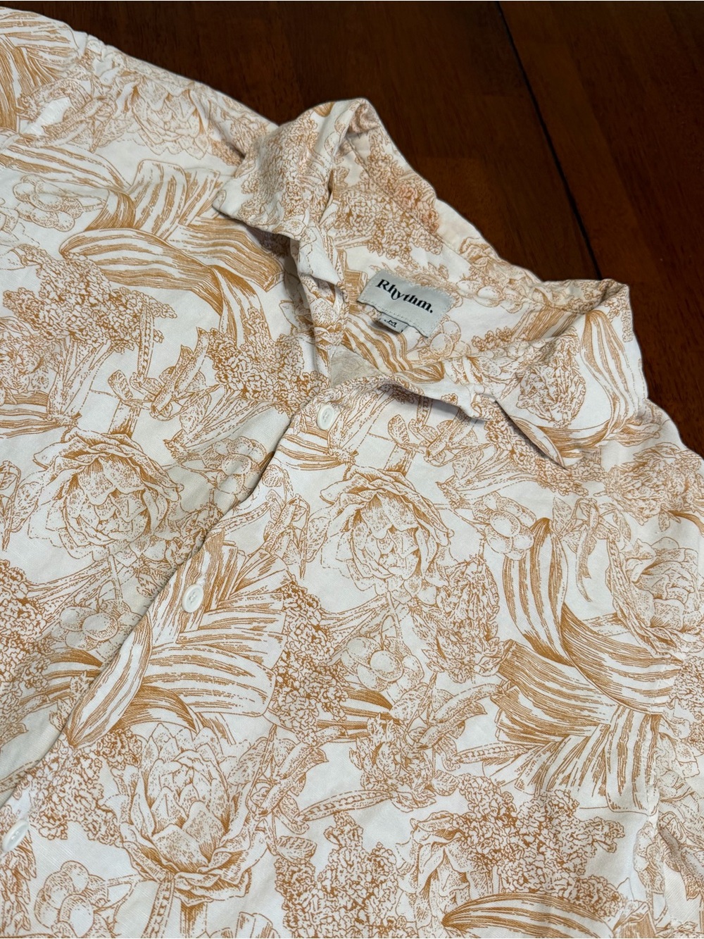 Rhythm Huckberry Linen Rayon Camp Shirt Mens M Desert Floral AOP Resort Coastal